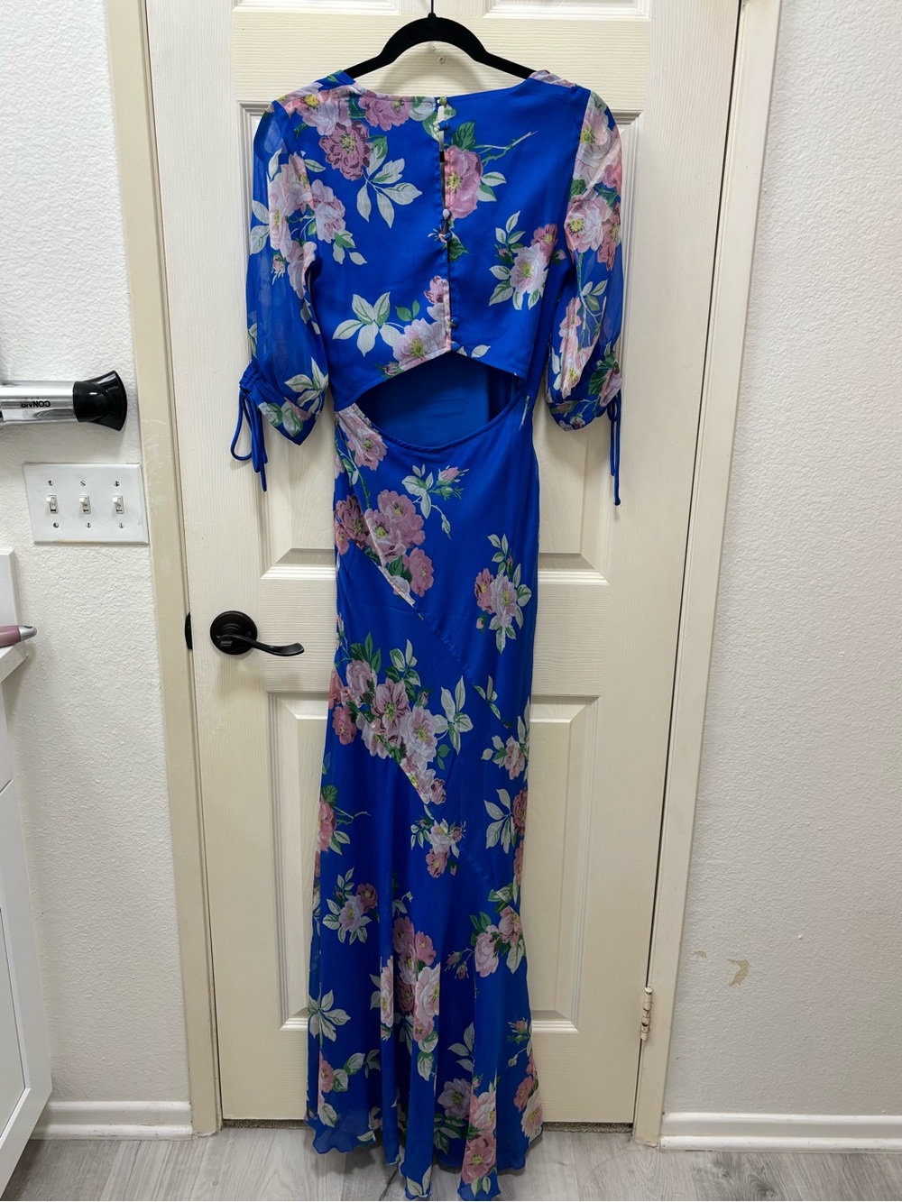 ASOS Blue Floral Tie-Front Maxi Dress - Picture 2 of 3